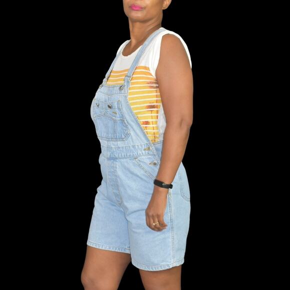 Vintage Bill Blass Bib Overalls Shorts Shortalls Blue Light Wash 90s Size Small - Picture 12 of 15